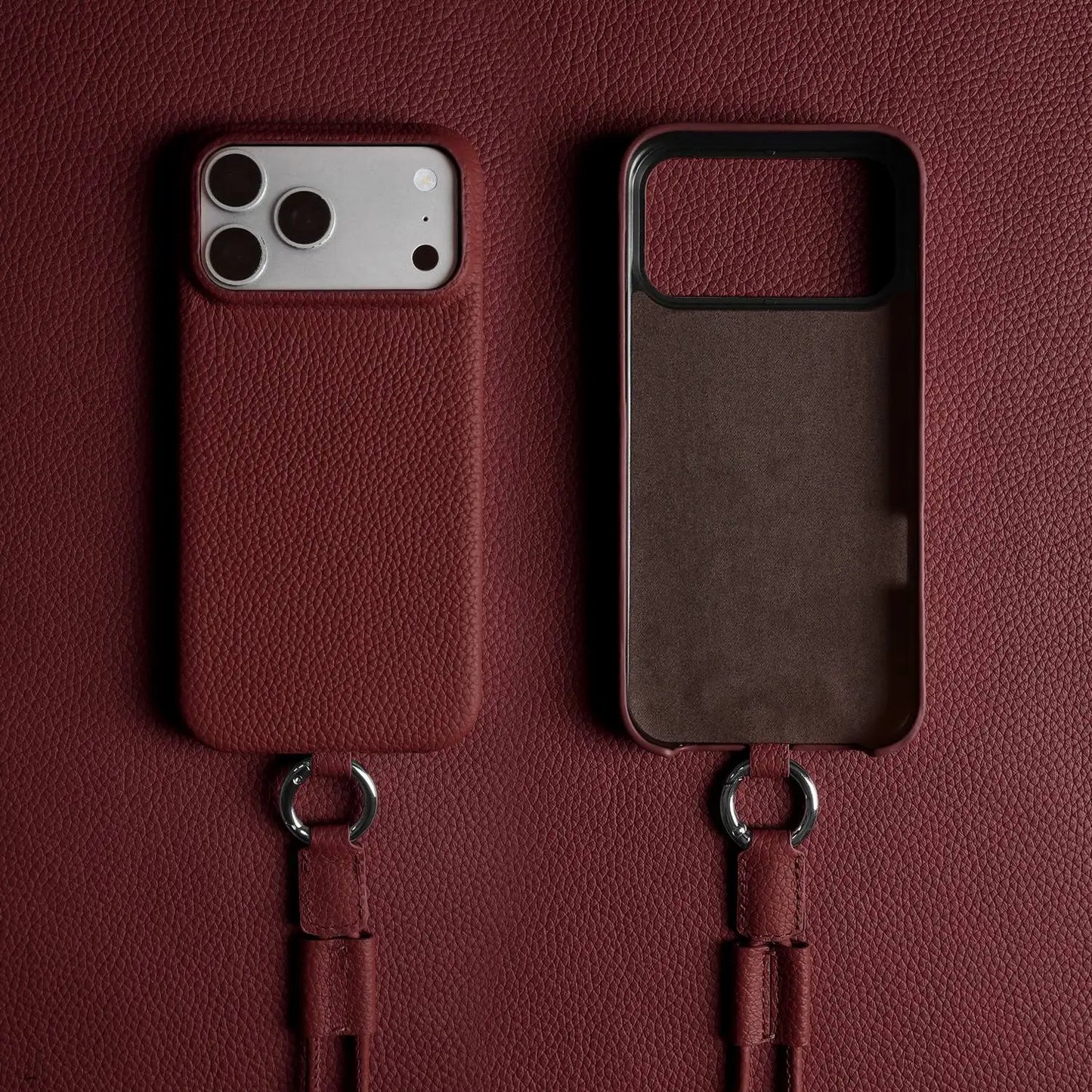 With Lanyard Genuine Leather Case For iPhone
