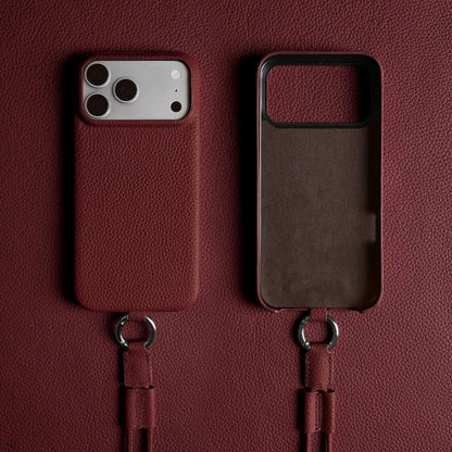 With Lanyard Genuine Leather Case For iPhone