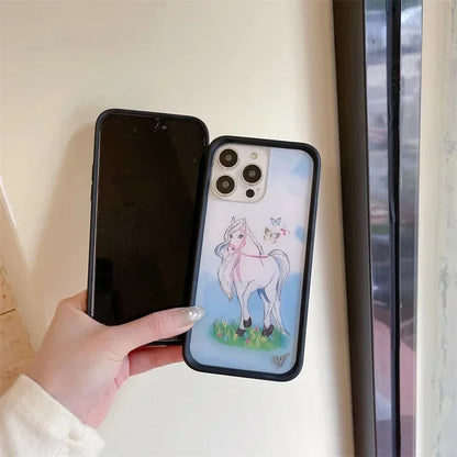 Fashion Wildflower Cartoon Swans Phone Case For iPhone