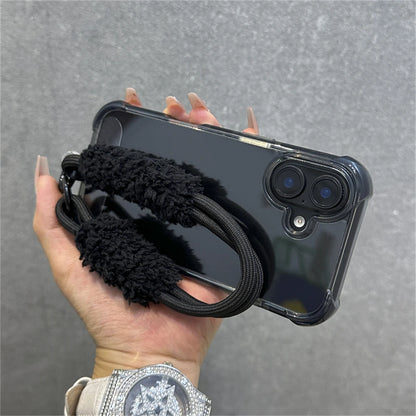 Hybrid Bumper Armor Transparent With Wrist Strap Case For iPhone Shockproof Air Bag Cover