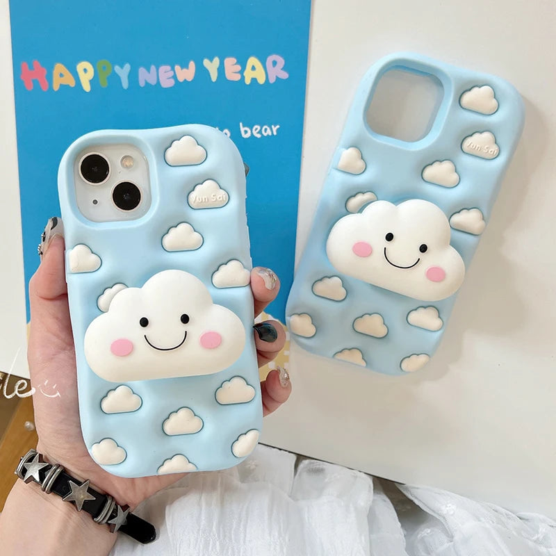 Cartoon Cute Cloud Folding Stand Holder Phone Case