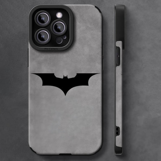 Luxury Leather Lambskin Shockproof Phone Case For iPhone Black Batman Classic