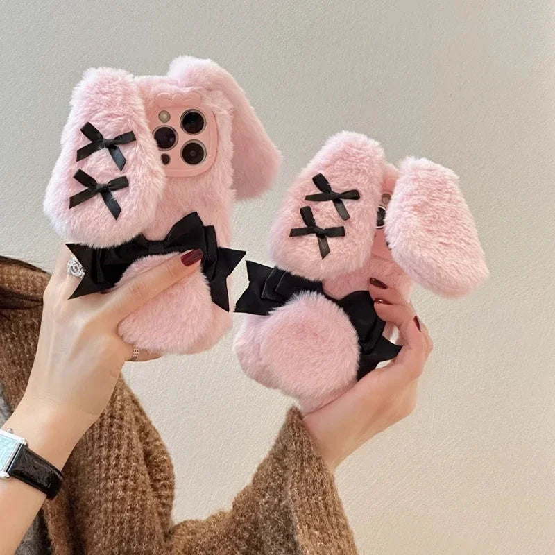 Bow Tie Maid Bunny Plush Phone Case