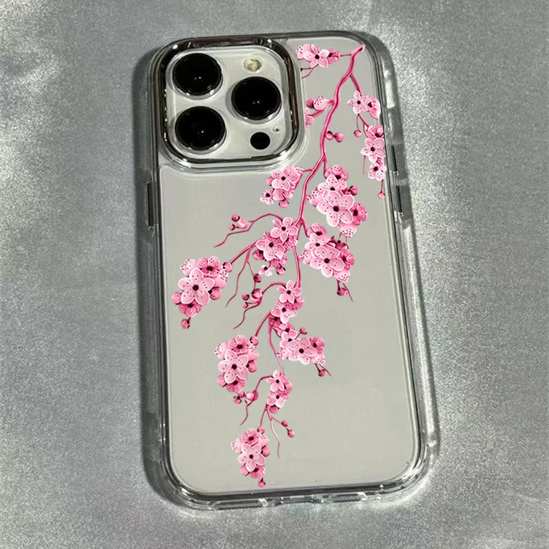 Elegant Pink Sakura Cherry Blossom Branch Pattern Phone Case For iPhone