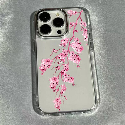 Elegant Pink Sakura Cherry Blossom Branch Pattern Phone Case For iPhone