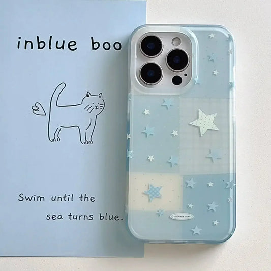 Kawaii Cartoon Blue Star Phone Case For iPhone – Korean INS Style