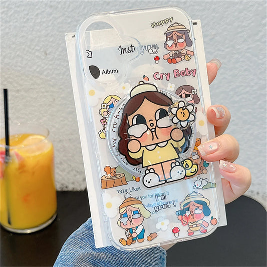 Kawaii Cartoon Cry Girl Magnetic Phone Case For iPhone