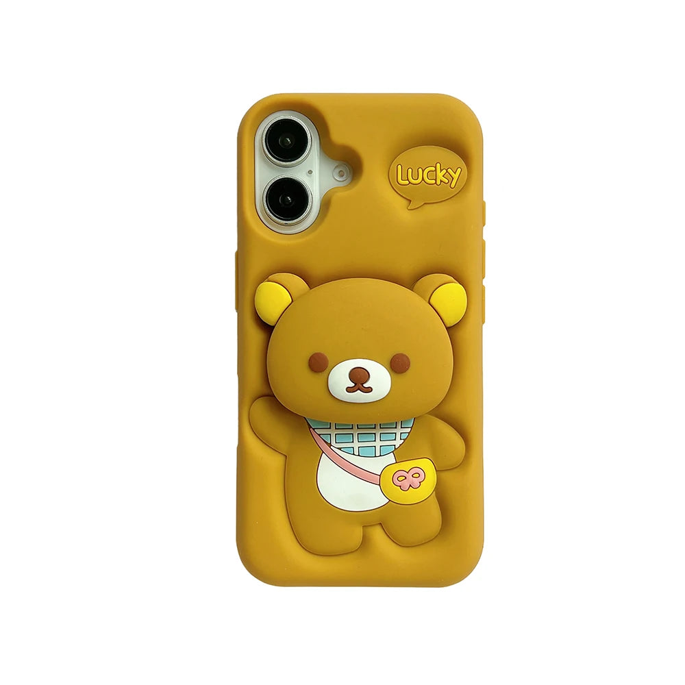 Kawaii Rilakkuma Bear Silicone Phone Case with Stand Holder