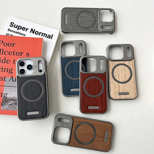 MagSafe Wood Grain Armor iPhone Case – Magnetic Wireless Charging