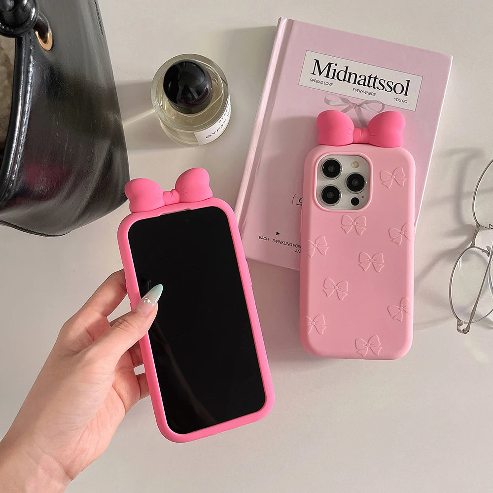 Cute 3D Bowknot Cartoon Phone Case for iPhone