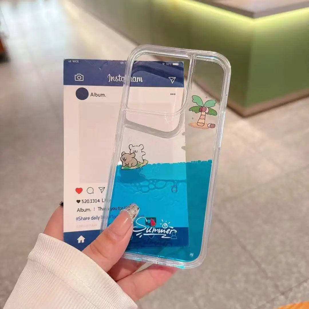 Green Leaf Slider Line Dog Sand Flow Phone Case