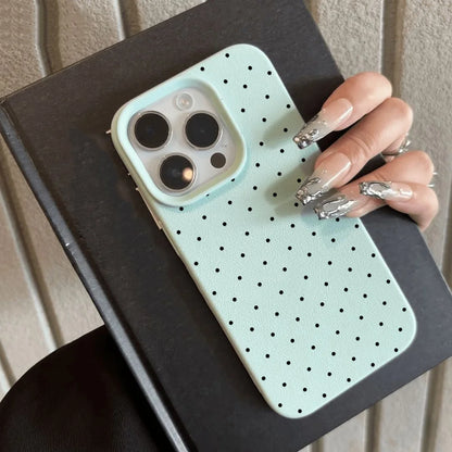 INS Polka Dot Phone Case For iPhone Candy Color Lichee Pattern Silicone Cover