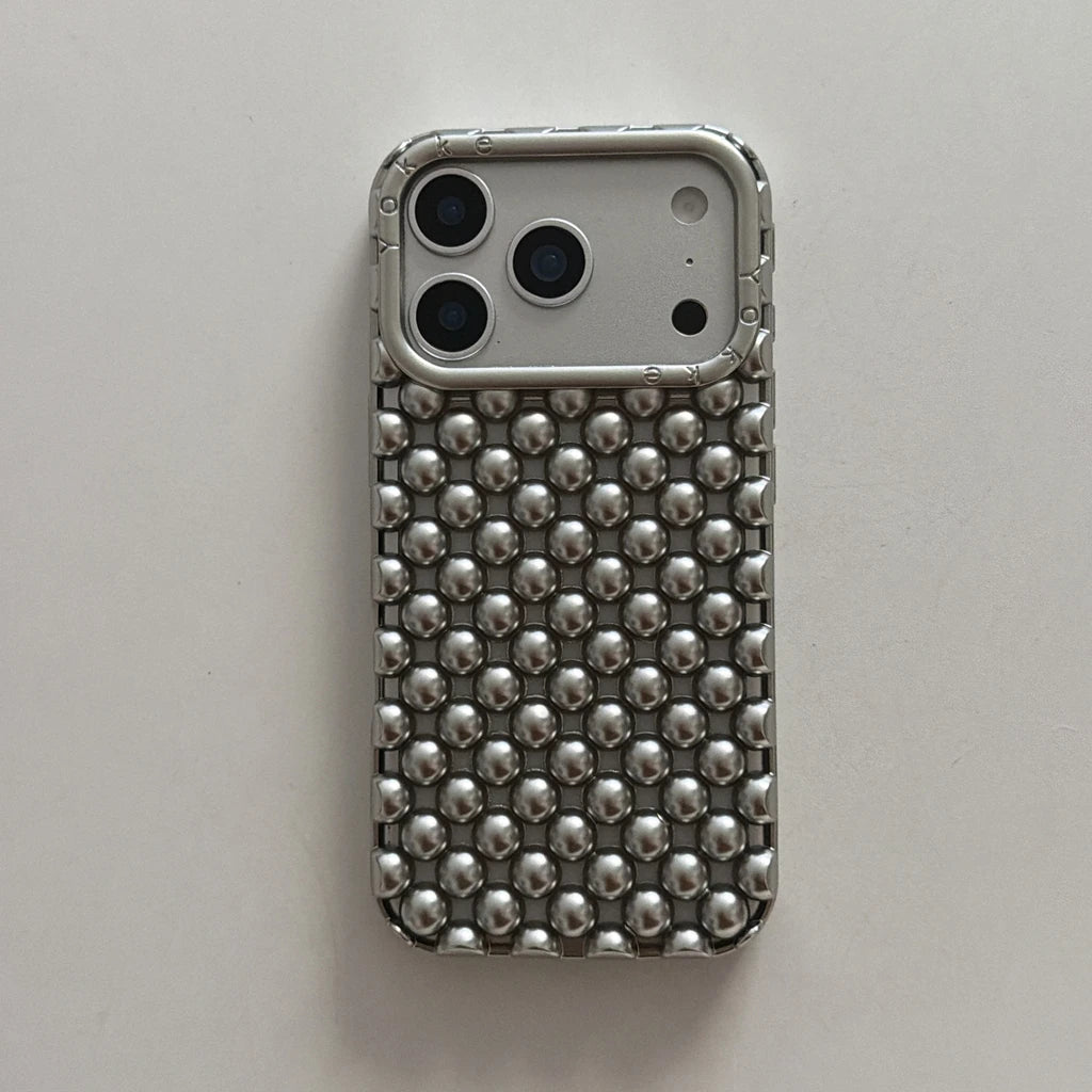 Creative Advanced Stereoscopic Hollow Out Pearl Round Bead Shock Proof Phone Cover Case For iPhone