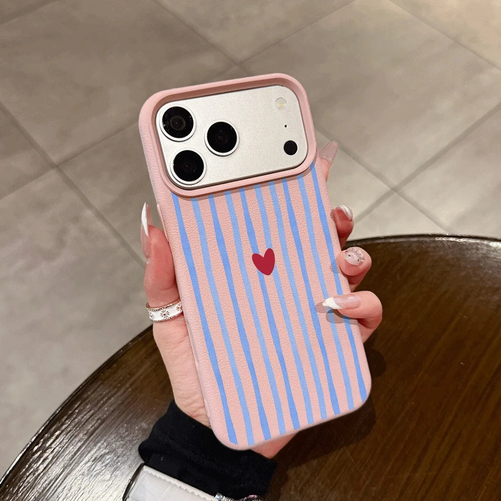 Vertical Stripes Hearts Phone Case For iPhone