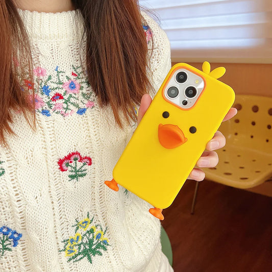 Cute Cartoon Yellow Duck Soft Silicone Case Cover For iPhone