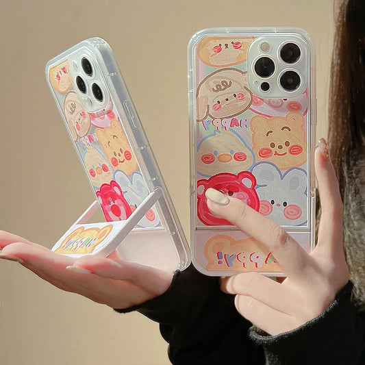 Cartoon Graffiti Invisible Stand Phone Case For iPhone