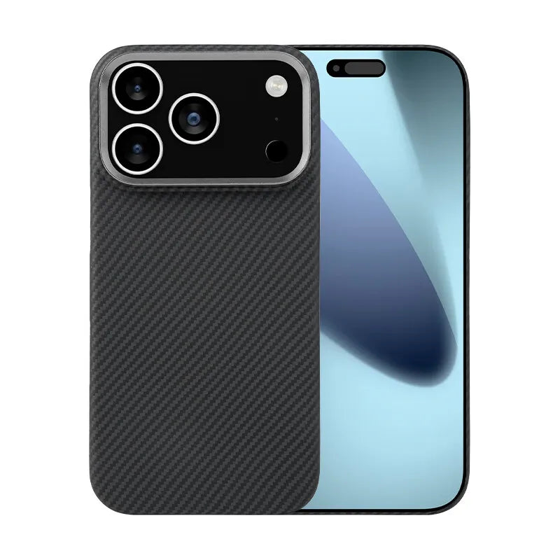 Carbon Fiber Kevlar Aramid Fiber Hard Shell Lightweight Business Black Protective Cover For iPhone