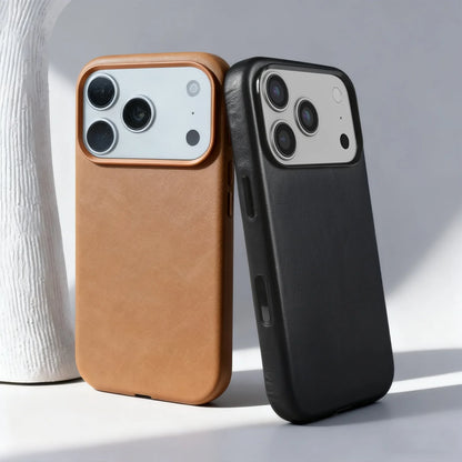 Luxury Oil-Wax Genuine Leather MagSafe Case with Wireless Charging Support