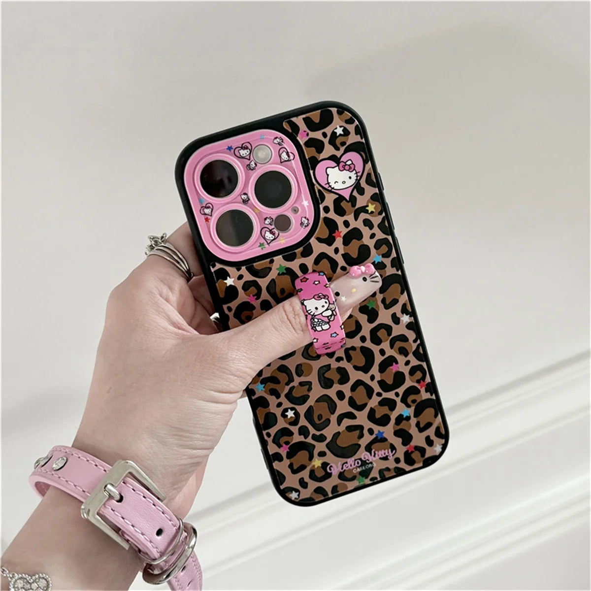 Fashion Brown Leopard Print Phone Case For iPhone Protective Cover With Ring Cute Kitty Case