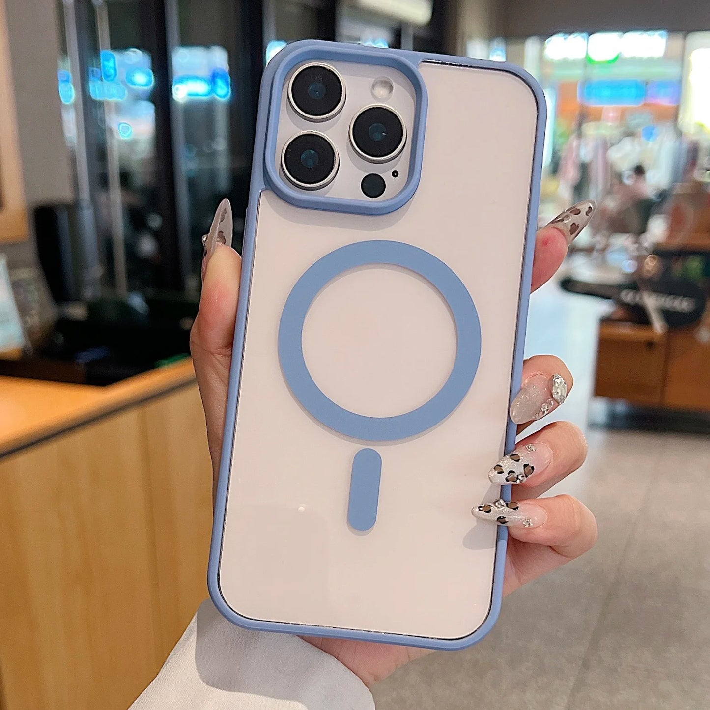 Luxury For Magsafe Magnetic Wireless Charge Case For iPhone Transparent PC Hard Back Cover