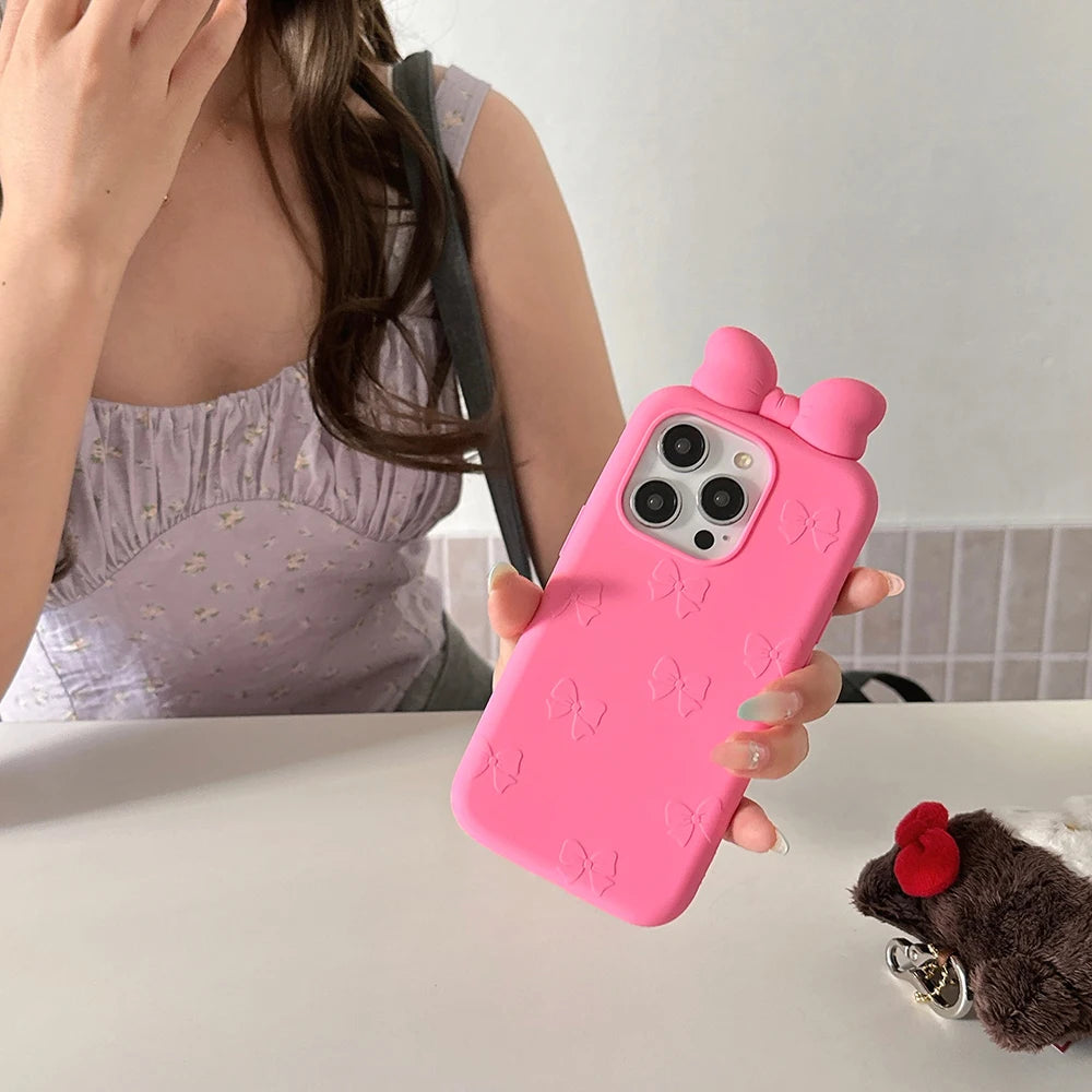 Cute 3D Cartoon Bowknot Phone Case For iPhone