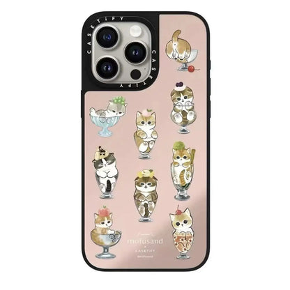 Adorable Cat Holding Peach Mirror Phone Case