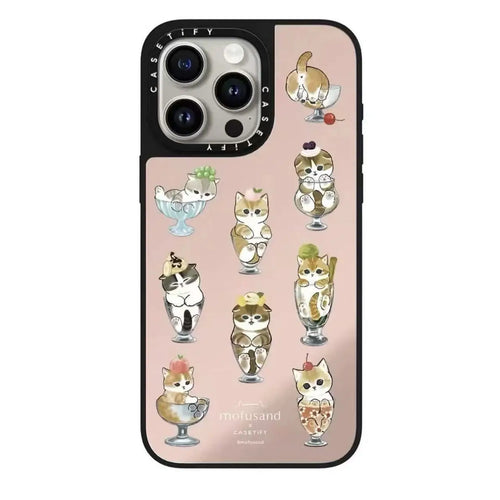 Adorable Cat Holding Peach Mirror Phone Case