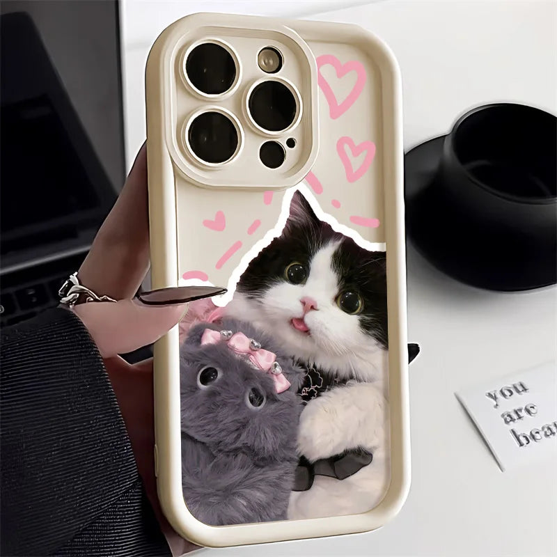Candy Color Cute Cat Phone Case For iPhone