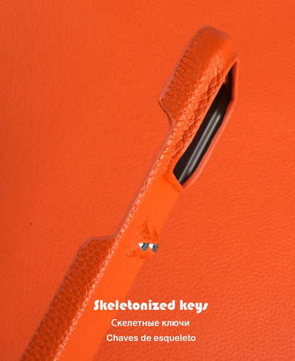 With Eyes Lychee Genuine Leather Case For iPhone