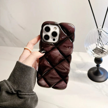 Fashion Gradient Glitter Cubes Grid Pattern Phone Case