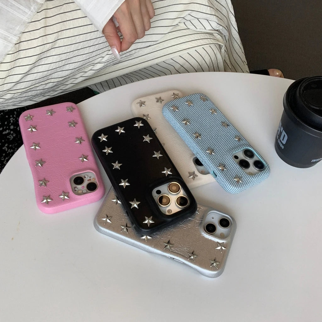 Cowboy Metal Star Leather Shockproof Case For iPhone