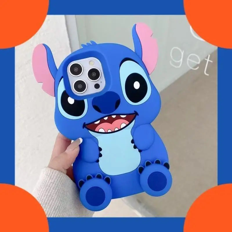 Disney Cute 3D Cartoon Big Ears Stitch Silicone Phone Case Suitable For iPhone