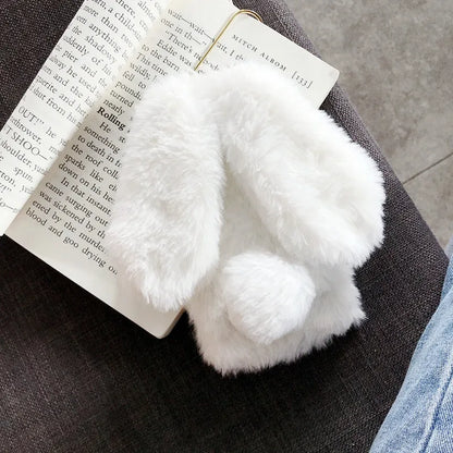 Plush Warm Case For iPhone Cute Long Rabbit Ears Furry Fluffy Fur Cover