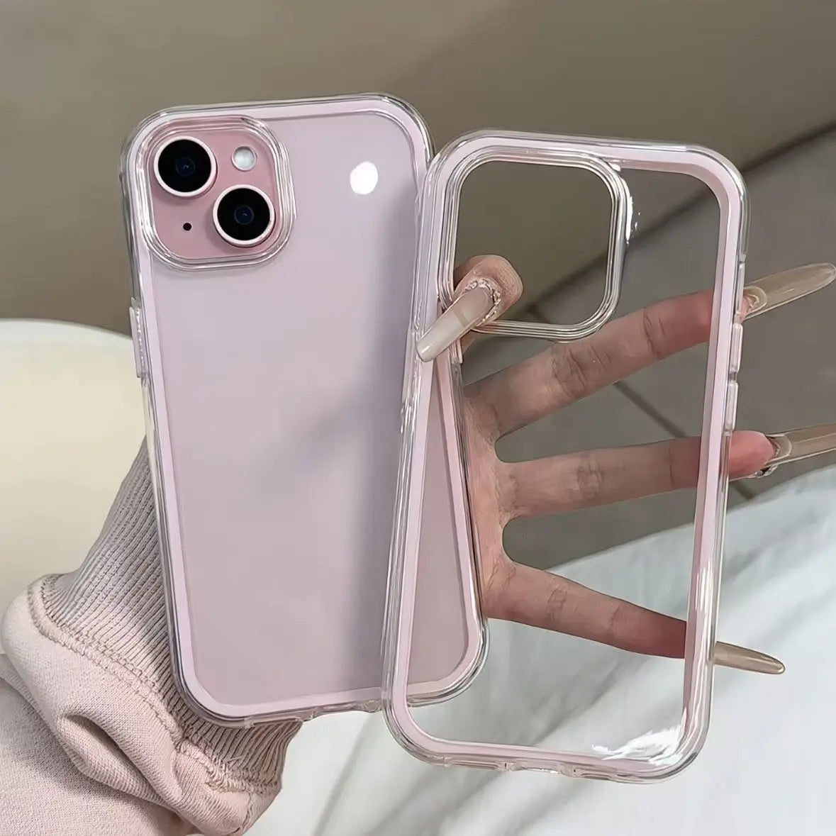 Luxury Candy Color Frame Clear Back Phone Case For iPhone