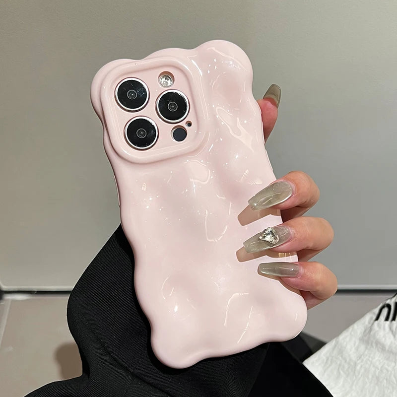 Glossy Light Pink 3D Bubble Texture Shockproof Case For iPhone