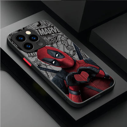 Fun Marvel Deadpool Matte Hard Phone Case For iPhone