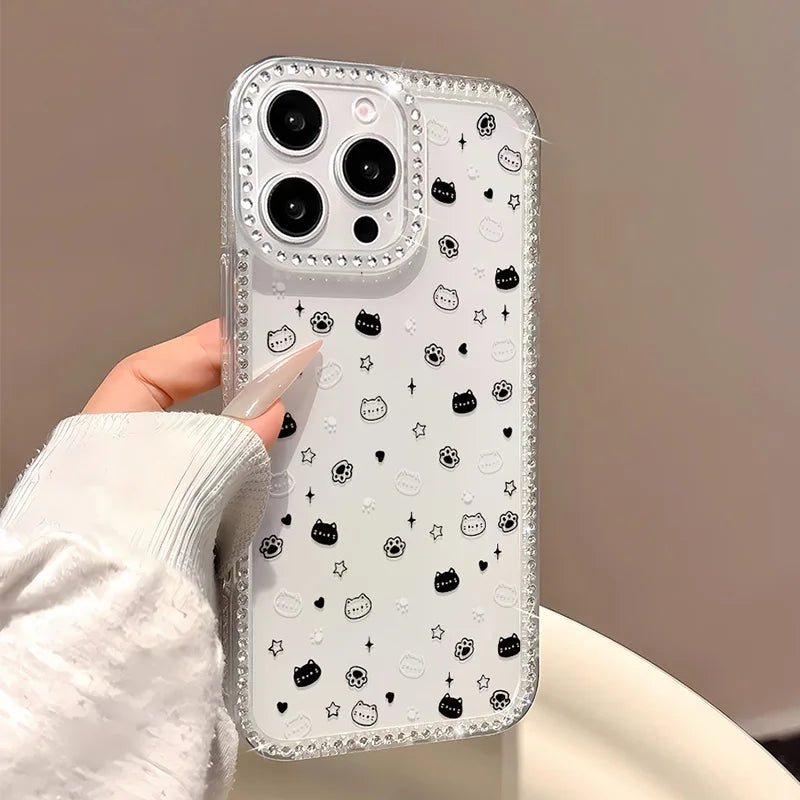 Bling Glitter Cute Cat Phone Case For iPhone