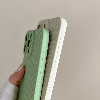 Woven Pattern Silicone Phone Case For iPhone Lens Protection Shockproof Soft Bumper Back Cover