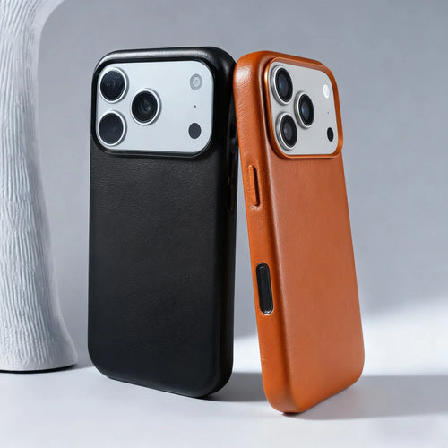 Luxury Oil-Wax Genuine Leather MagSafe Case with Wireless Charging Support