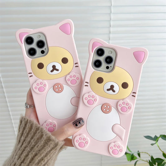 Rilakkuma Bear Kawaii Cat Silicone iPhone Case