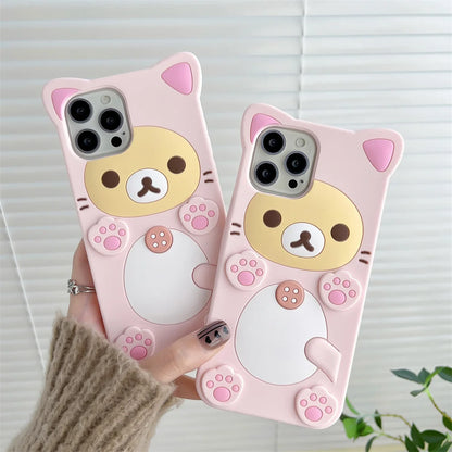 Rilakkuma Bear Kawaii Cat Silicone iPhone Case