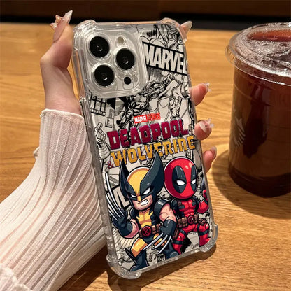 Cartoon Marvel Deadpool Wolverine Clear Case For iPhone