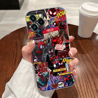 Miles Morales Spiderman Gwen Transparent Phone Case For iPhone