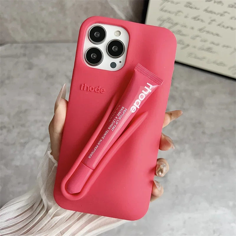 Rhode Lip Gloss Holder Silicone Phone Case For iPhone