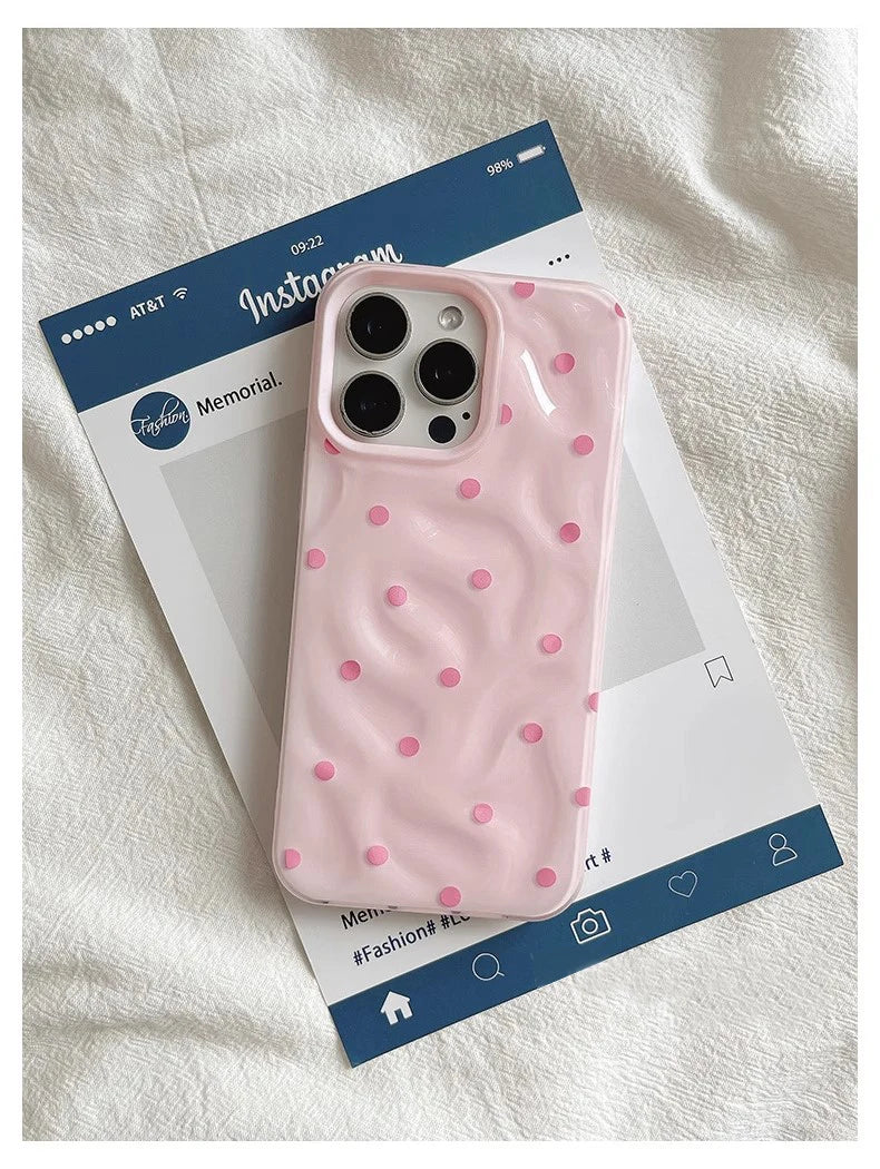 Love Polka Dot Folds Texture Phone Cases For IPhone