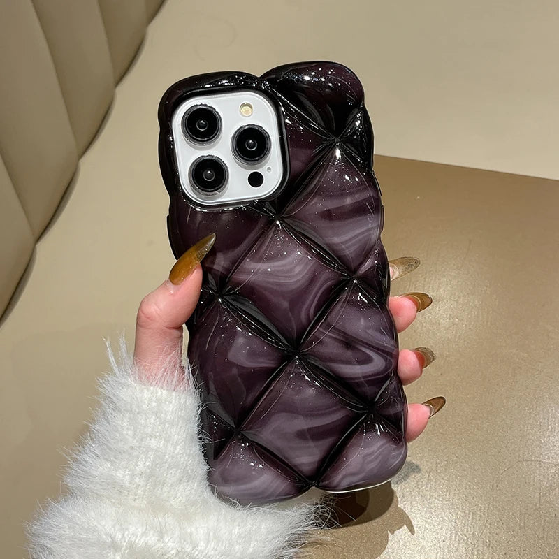 Fashion Gradient Glitter Cubes Grid Pattern Phone Case