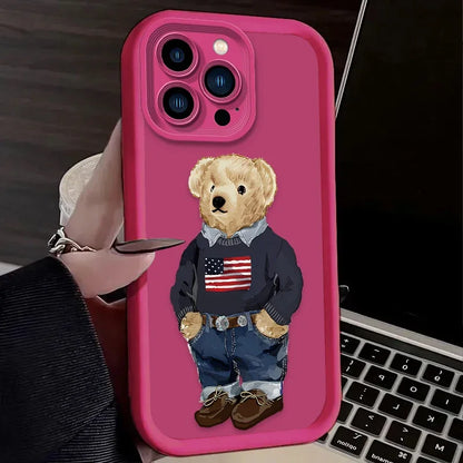 Fashion Luxury Bear Phone Case For iPhone – Soft Silicone Cover
