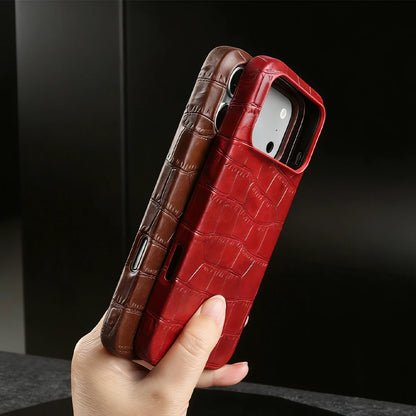 Premium Crocodile Leather Case For iPhone Back Cover