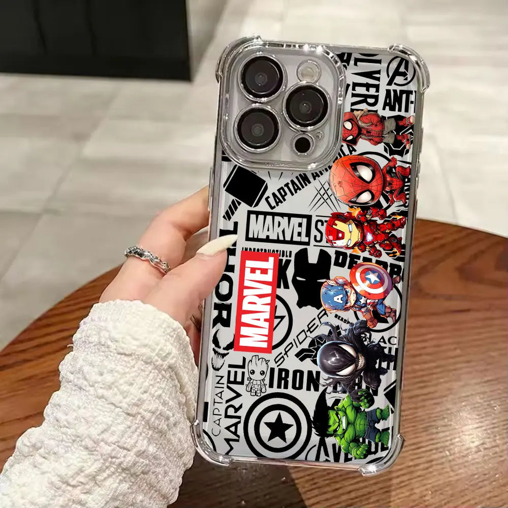 Cool Anime Marvel Hero Luxury Plating Phone Case For iPhone