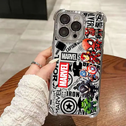 Cool Anime Marvel Hero Luxury Plating Phone Case For iPhone